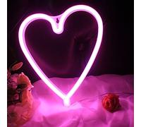 DAKABUKA Letreros de neón en forma de corazón, luces LED nocturnas para decoración de pared, letreros USB o a batería para dormitorio, fiesta de cumpleaños, San Valentín, Navidad, sala de estar