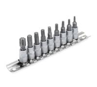 DAKCOS 1/4" Juego de 9 Llaves de Vaso Torx Llaves de Vaso Estrella T-Star T10 - T50, Kit de Vasos de Cr-V Broca de Acero de Aleación S2
