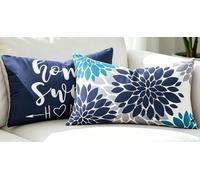 DakTou Fundas Cojin 30x50 Sofa Decorativa en Felpa Corta Suave, Juego de 2 Funda de Almohada Decoracion Hogar de Dalia Floral Azul Marino, Cushion Covers Estilo Rústico Bohemio para Salón Sofá Cama