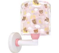 Dalber Lámpara Aplique Pared Infantil Ositos Rosa 41579S E27 | Lámpara aplique de pared con instalación directa a la corriente o mediante cable con interruptor incluido; Baby Teddy