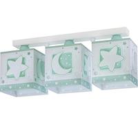 Dalber Lámpara Infantil Plafón Techo 3 Luces Moonlight Luna y Estrellas Verde, 63233NH, E27