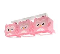 Dalber Lámpara Plafón Techo Infantil 3 Luces Búho Rosa