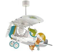 Dalber Lámpara Techo Colgante Infantil Avión Cocodrilo Blanco 54542 E27 | E27 - 15W; Habitación niños; lámparas infantiles; brilla en la oscuridad;