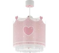 Dalber Lámpara Techo Colgante Infantil Corona Reina Rosa 61102M E27 | Incluye difusor de luz inferior extraible; habitación niña; lámparas infantiles; Princesa; Corazones
