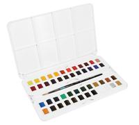 Daler Rowney Set de plástico Aquafine – Medio godet, Set estudio, 48 colores surtidos + 1 pincel