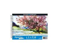 Daler-Rowney Aquafine, Papel para acuarela, Grano satinado, 300gsm, Bloc espiral, A5 14.8x21cm, 12 hojas