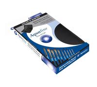 Daler-Rowney Aquafine, Pincel Acuarela, Pelo sintético suave y pelo de marta, Mango Corto, Estuche con cremallera, 10 Pinceles Surtidos