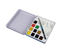 Daler Rowney Set acuarela D131900910 Aquafine metálico viaje 10 colores (10 medio godets) con pincel