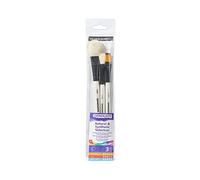 Daler Rowney Estuche con 3 Pinceles DALER ROWNEY Graduate : Paletina Oval de Pelo de Cabra blanca 3/4”, 1/2”, Sintético Plano Lavis 1/2”