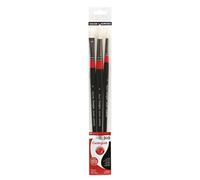 Daler-Rowney Georgian, Pinceles Óleo, Pelo de cerda Natural, Mango Largo, Redondo y Plano Corto, Estuche, Set 300, 3 Pinceles Surtidos