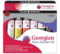 Daler Rowney Set de Iniciación Pintura al Óleo Diluible al Agua Georgian, con 6 Tubos de Colores Surtidos, 6 x 20 ml, 6 Colores Surtidos