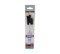 Daler-Rowney Graduate, Pinceles Óleo, Pelo de cerda natural, Mango Corto, Bright y Redondo, Estuche, Set, 4 Pinceles Surtidos