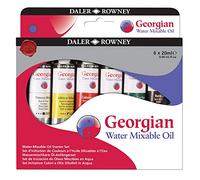 Daler Rowney Set de Iniciación Pintura al Óleo Diluible al Agua Georgian, con 6 Tubos de Colores Surtidos, 6 x 20 ml, 6 Colores Surtidos