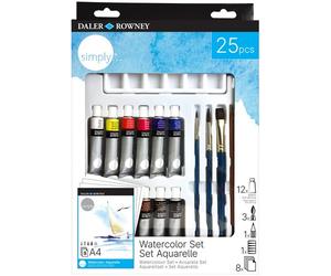 Daler-rowney simply, acuarela, set técnica, colores surtidos, 25 unid