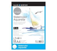 Daler-Rowney Simply - Papel Acuarela, Grano Medio, 190 gsm, 90 lb, Bloc, Encolado 1 Lado, A4-21 x 29.7 cm, 14 Hojas