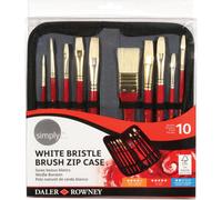 Daler-Rowney : Simply : Estuche con Cremallera : Pinceles Pelo de Cerda Natural Blanca : Set de 10 Pinceles