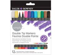 Daler-rowney simply - juego de marcadores de doble punta, 12 colores s
