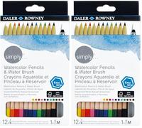 Daler Rowney Simply Lápices de Acuarela, Colores Surtidos, 13 Unidades (Paquete de 2)