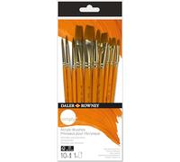Daler-Rowney Simply Pinceles para Acrílico, Pelo sintético Taklon Dorado, Mango Corto, Surtido de 10 Pinceles
