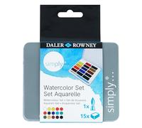 Daler-Rowney, Simply, Pintura para Acuarela, Metal, Colores Variados, 15 Set