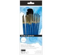 Daler-Rowney Simply Pinceles para Acuarela, Pelo sintético Suave, Mango Corto, Surtido de 10 Pinceles