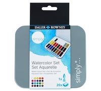 Daler Rowney – Pintura para acuarela Simply – Estuche metálico, Colores variados – Set de 20