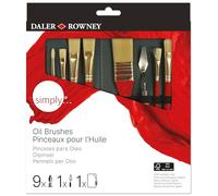 Daler-Rowney Simply Pinceles para Óleo, Pelo sintético rígido, Mango Corto, Estuche con Cremallera, Surtido de 10 Pinceles