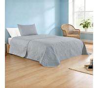 DALINA Colcha Bouti Cama 105 cm, Acolchado en Relieve, Colcha Fina de Primavera y Verano, Cubre Cama Entretiempo 200x265 cm, Incluye 1 Funda de Cojín, Gris