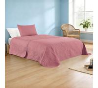 DALINA Colcha Bouti Cama 105 cm, Acolchado en Relieve, Colcha Fina de Primavera y Verano, Cubre Cama Entretiempo 200x265 cm, Incluye 1 Funda de Cojín, Rosa Malva