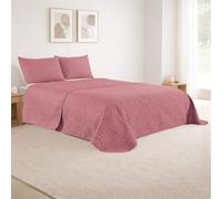DALINA Colcha Bouti Cama 135 cm, Acolchado en Relieve, Colcha Fina de Primavera y Verano, Cubre Cama Entretiempo 230x265 cm, Incluye 2 Fundas de Cojín, Rosa Malva