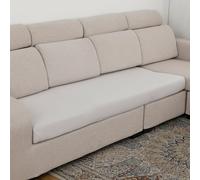 DALINA Textil - Funda para cojin de Sofa, Protector de cojin de Asiento Ajustable con Elastica, Tela de Poliester (Blanco Perla, 50x150x20)