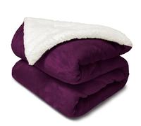 DALINA TEXTIL S.L Manta de Franela y Borreguito Suave 160x220 cm | Gruesa para Sofá Cama Invierno | Reversible y Abrigada | Morado