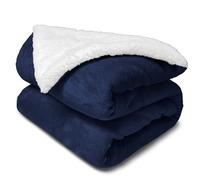 DALINA TEXTIL S.L Manta de Franela y Borreguito Suave 220x240 cm | Gruesa para Sofá Cama Invierno | Reversible y Abrigada | Azul Marino
