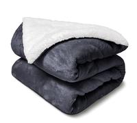 DALINA TEXTIL S.L Manta de Franela y Borreguito Suave 220x240 cm | Gruesa para Sofá Cama Invierno | Reversible y Abrigada | Gris Oscuro