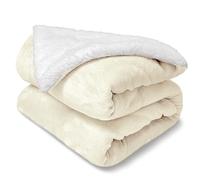 DALINA TEXTIL S.L Manta de Franela y Borreguito Suave 220x240 cm | Gruesa para Sofá Cama Invierno | Reversible y Abrigada | Beige