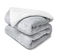 DALINA TEXTIL S.L Manta de Franela y Borreguito Suave 220x240 cm | Gruesaa para Sofá Cama Invierno | Reversible y Abrigada | Gris Claro
