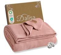 Dalisa Manta de algodón turco 100 % orgánico de 50 x 60 pulgadas, color rosa, certificado GOTS, acogedora, perfecta para sofá, cama y decoración del hogar, Alina de punto vintage bohemio