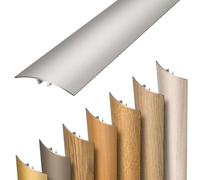 Dalsys Perfil de transición autoadhesivo 186cm x 30mm, aluminio plata, para encajar o pegar, perfil compensador, junquillo para laminado, perfil de ajuste para vinilo, remate de suelo