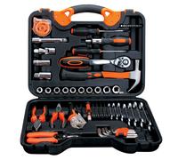 DAM.Juego de herramientas de auto reparación con maletín de transporte y 55 piezas. 41,5x9,5x32,5cm Orange