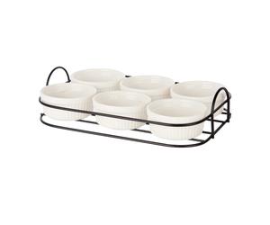 DAM.SET 6 PZS APERITIVO CON SOPORTE PORCELANA 23x15x4cm White