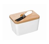 DAMDAM GO Juego de aceitera, vinagrera, salero y pimentero porcelana blanca con bandeja bambu