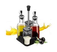 DAMDAM GO Set de Aceitera de Cristal Para Cocina, Juego de Aceitera, Vinagrera, Salero y Pimentero, Con Tapón Anti-Suciedad