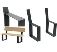 DanDiBo 2 patas de banco de metal negro con respaldo, juego de patas macizas, para banco de jardín, 96478, robusto, estable