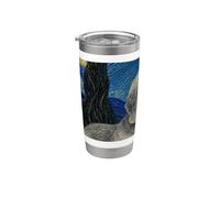 Dandie Dinmont Terrier Perro Van Gogh Noche Estrellada Vaso térmico de acero inoxidable de doble pared