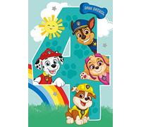 Danilo Promotions LTD Tarjeta de 4º cumpleaños, tarjeta de cumpleaños para 4º cumpleaños, tarjeta de cumpleaños de Paw Patrol, tarjeta oficial de Paw Patrol