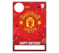 Danilo Promotions LTD Tarjeta de cumpleaños del Manchester United Football Club, incluye pegatinas para personalizar tu edad y nombre, color rojo