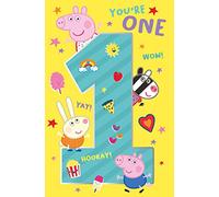 Danilo Promotions LTD Tarjeta de primer cumpleaños, tarjeta de cumpleaños para primer cumpleaños, tarjeta de cumpleaños de Peppa Pig oficial de Peppa Pig