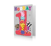 Danilo Promotions PG105 - Tarjeta de cumpleaños oficial de Peppa Pig de 1 año, 7 x 6 pulgadas