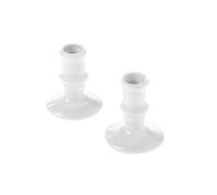 Danilovo Portavelas Spitz para Velas Finas - 2 Piezas de Cerámica Hechas a Mano, Estables, con Punta Estrecha - Decoración para la Sala de Estar (Blanco Clásico)