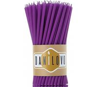 Danilovo Velas de cera de abeja pura, sin goteo, sin humo, altas y delgadas, velas decorativas para oración de la iglesia, decoración o cumpleaños velas - Velas perfumadas de miel (morado)